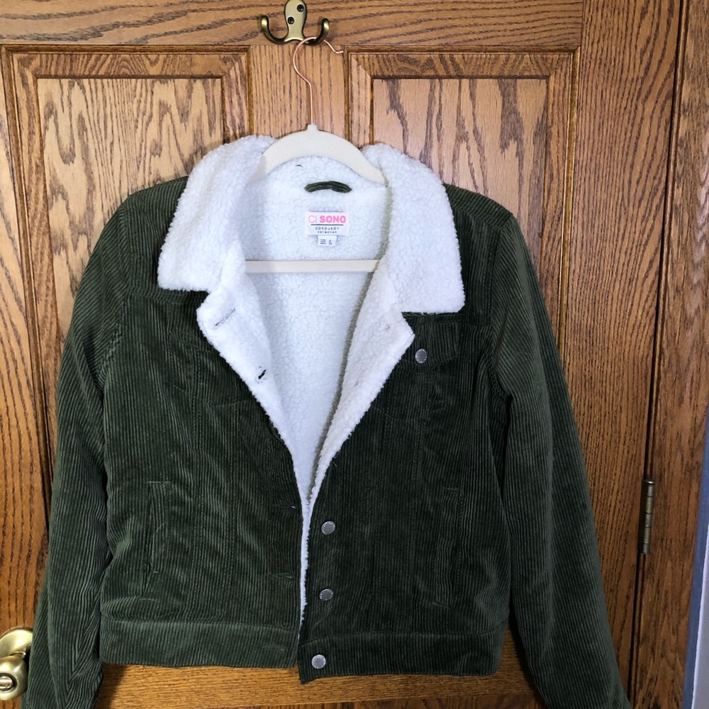 Corduroy Army Green Sherpa Jacket